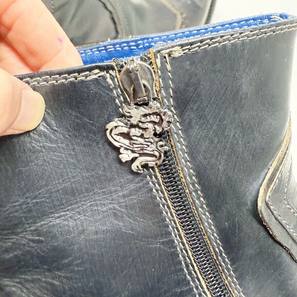 Mark Nason Black Leather Ankle Boots w Dragon Detail Men's Size 11 Made in Italy - Picture 10 of 12